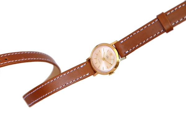 montre mécanique femme fille rose plaqué or