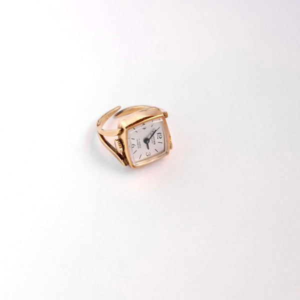 Ancienne bague montre suisse plaquée or
