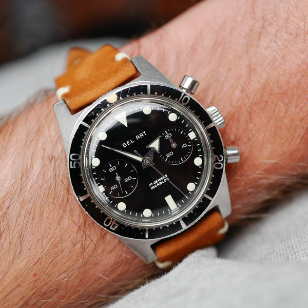Bel Art skin diver chronograph glossy dial vintage 1970 tritium