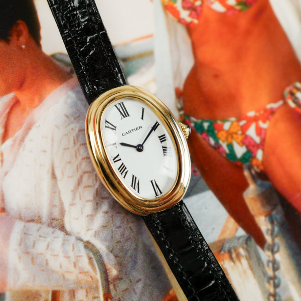 Café noir les montres Cartier baignoire double rang mécanique Paris 1980