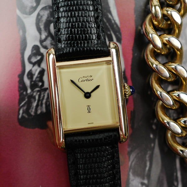 cafe noir les montres cartier tank must vintage petit modèle cadran creme