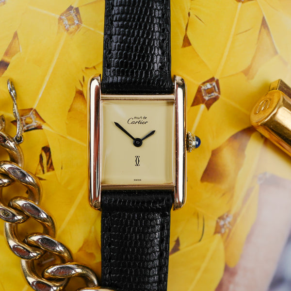 cafe noir les montres cartier tank must vintage petit modèle cadran creme