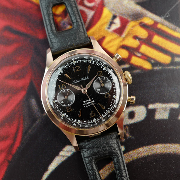 Café noir les montres chronographe doré noir Astree watch Venus 188