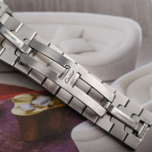 cafe noir les montres horloger marseille cartier santos acier automatique 2960 cadran blanc grand modèle automatique full set papiers boite 1980