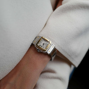 cafe noir les montres horloger marseille cartier santos pour femme or et acier bicolor ref 0902 vintage petit modèle