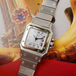 cafe noir les montres horloger marseille cartier santos pour femme or et acier bicolor ref 0902 vintage petit modèlz
