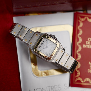 cafe noir les montres horloger marseille cartier santos pour femme or et acier bicolor ref 0902 vintage petit modèle