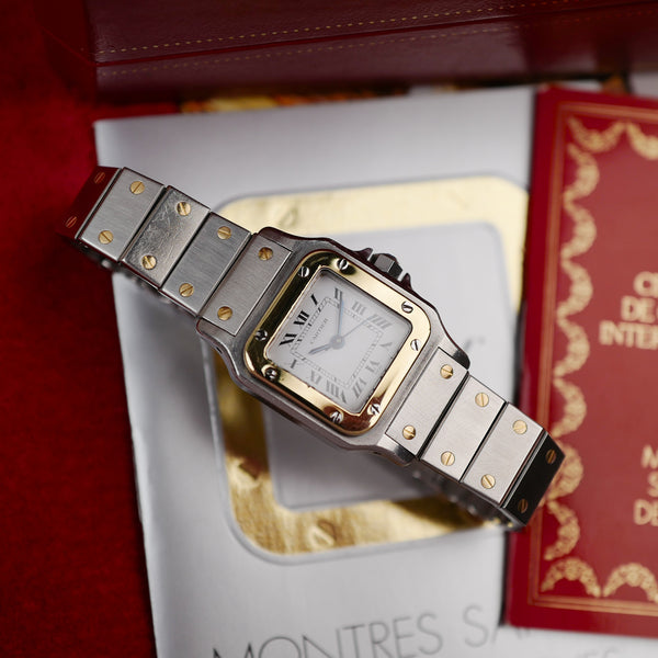 cafe noir les montres horloger marseille cartier santos pour femme or et acier bicolor ref 0902 vintage petit modèle