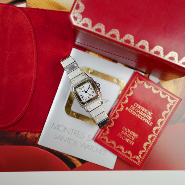 cafe noir les montres horloger marseille cartier santos pour femme or et acier bicolor ref 0902 vintage petit modèle