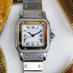 cafe noir les montres horloger marseille cartier santos pour femme or et acier bicolor ref 0902 vintage petit modèle 1981