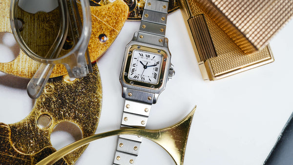 cafe noir les montres horloger marseille cartier santos pour femme or et acier bicolor ref 0902 vintage petit modèle 1981