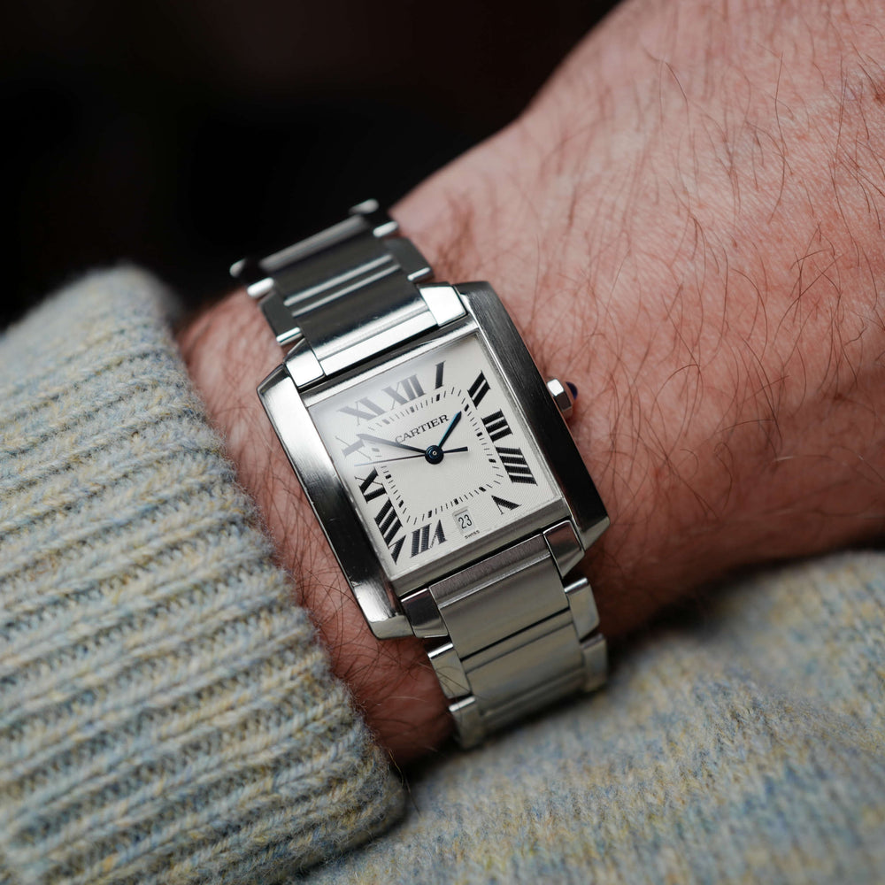 cafe noir les montres vintage horloger marseille cartier tank française 2302 automatique bracelet acier