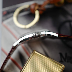 extra fine cafe noir les montres vintage horloger marseille montres vintage LONGINES Calatrava 7158 acier cadran blanc 1960
