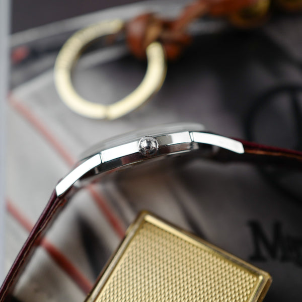 extra fine cafe noir les montres vintage horloger marseille montres vintage LONGINES Calatrava 7158 acier cadran blanc 1960