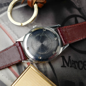 extra fine cafe noir les montres vintage horloger marseille montres vintage LONGINES Calatrava 7158 acier cadran blanc 1960