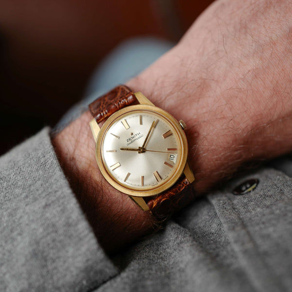cafe noir les montres vintage horloger marseille zenith stellina or jaune rose vintage automatique 35mm 2545PC année 1960