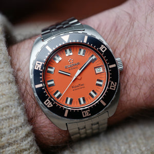 cafe noir les montres vintage horlogerie marseille aix cafe noir montres vintage marseille eterna sonic kontiki mouvement tunning fork ETERNA 1550 full set stickers orange dial gay freres strap