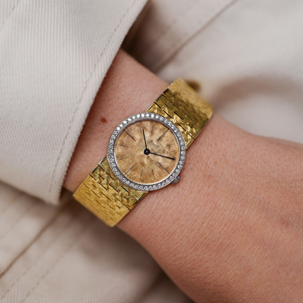 Café noir montre vintage Marseille horloger Piaget cocktail watch or diamants 925a3 1970
