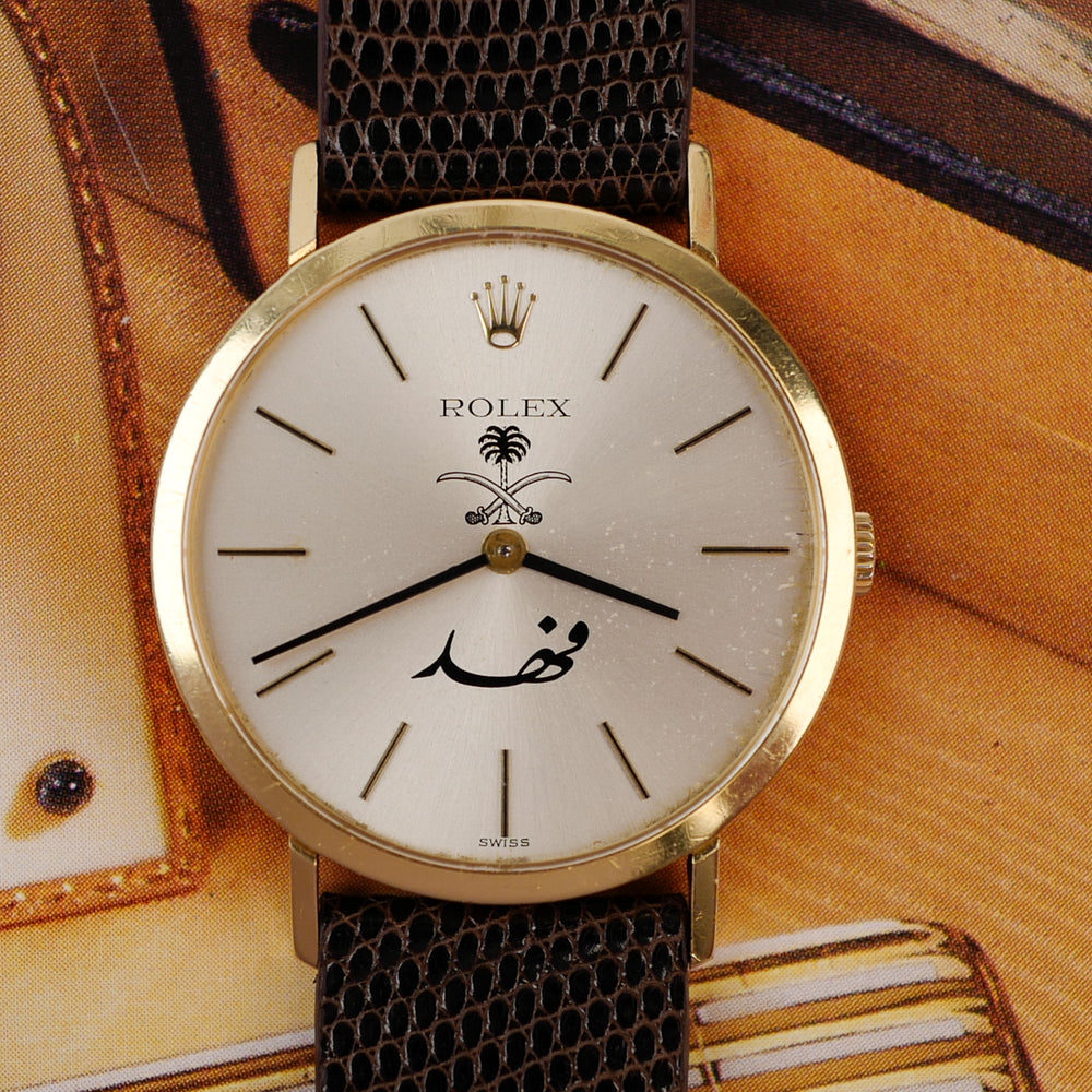 Rolex Cellini 4112 or jaune, cadran à l'emblème du Royaume d'Arabie saoudite, vintage 1975