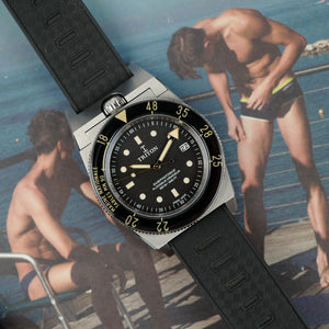 Café noir montre vintage Marseille horloger Triton Subphotique Marine nationale plongeur démineur