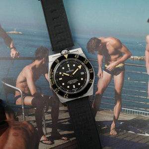 Café noir montre vintage Marseille horloger Triton Subphotique Marine nationale plongeur démineur