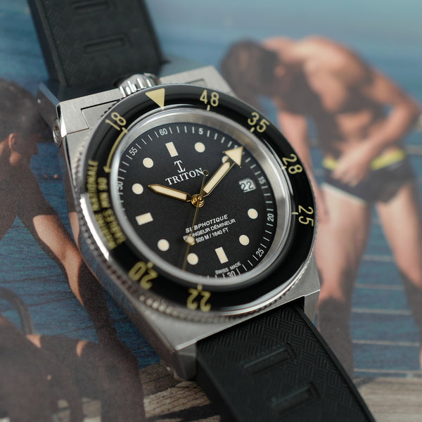 Café noir montre vintage Marseille horloger Triton Subphotique Marine nationale plongeur démineur