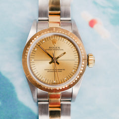 Café noir montres Aix horloger mini Rolex vintage Oyster Perpetual or acier 67243