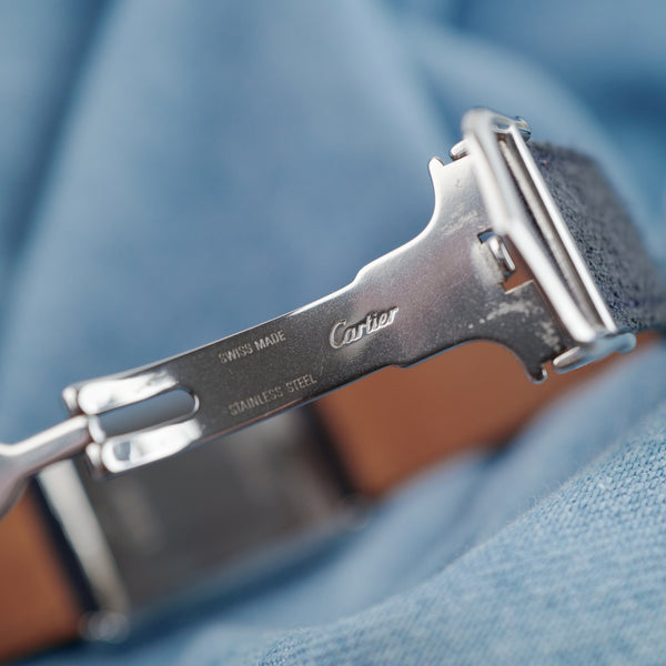 cafe noir montres cartier tank basculante mecanique grand modèle deployante ref 2390
