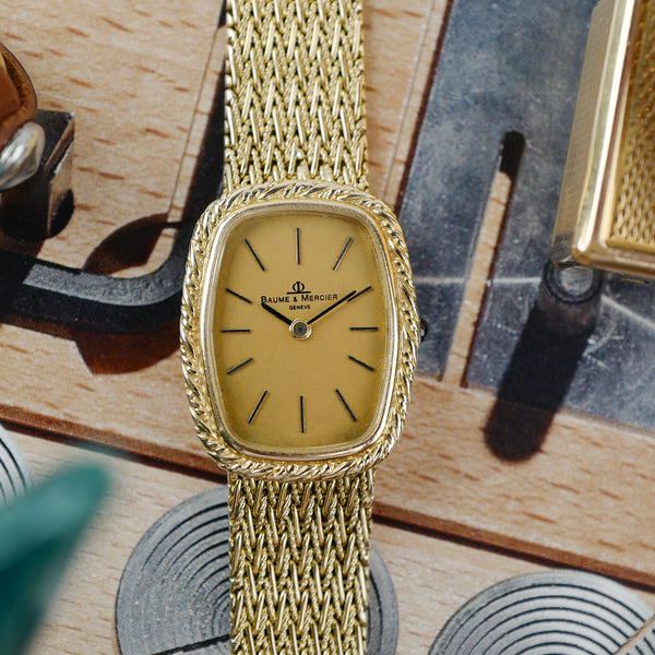 cafe noir montres horloger marseille BAUME & MERCIER Bracelet en or 18k pour femme Vintage 1980_2