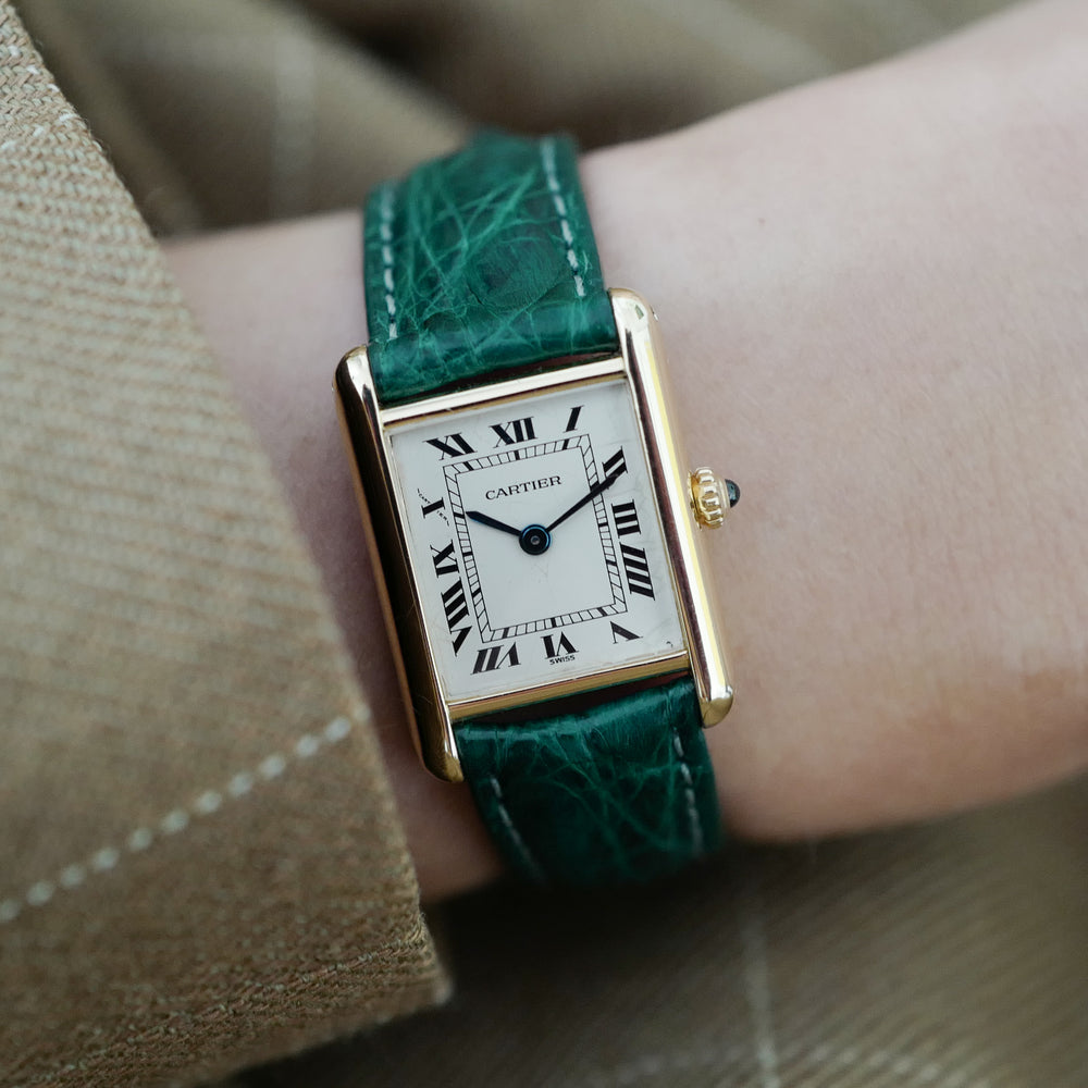 cafe noir montres horloger marseille cartier tank louis petit modèle or massif quartz 18k