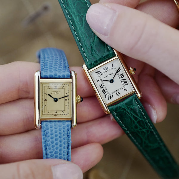 cafe noir montres horloger marseille cartier tank louis petit modèle or massif quartz 18k