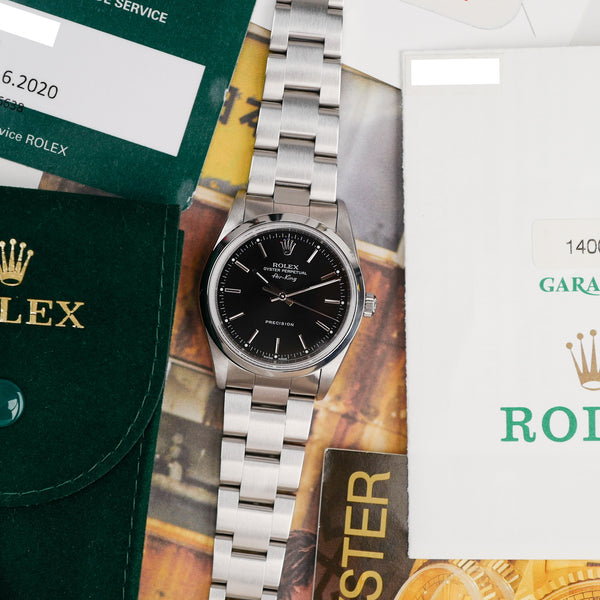 Café noir montres horloger Marseille Rolex Airking vintage full set 2000 automatique