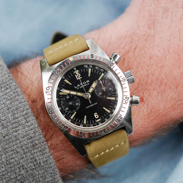 cafe noir montres vintage horloger marseille chronographe skin diver militaire venus_1