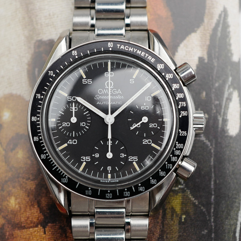 Café noir montres vintage horloger rachat Marseille Aix Omega Speedmaster reduced tritium vintage 1993 full set