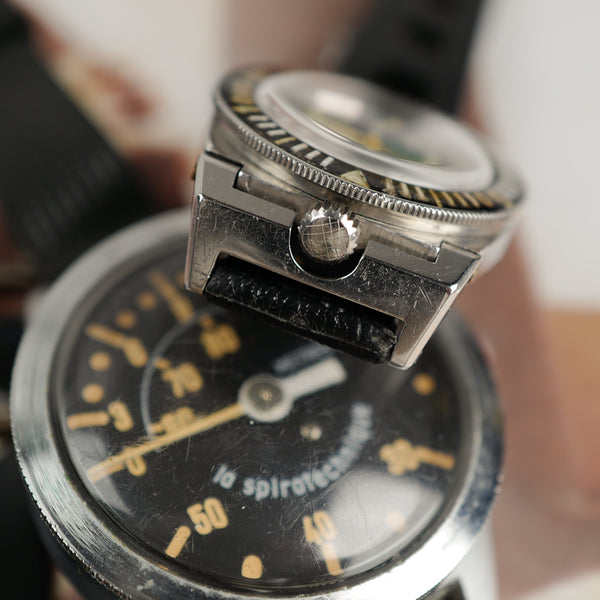 Café noir montres vintage horloger rachat Marseille Aix Triton Spirotechnique plongeuse Cousteau années 1960