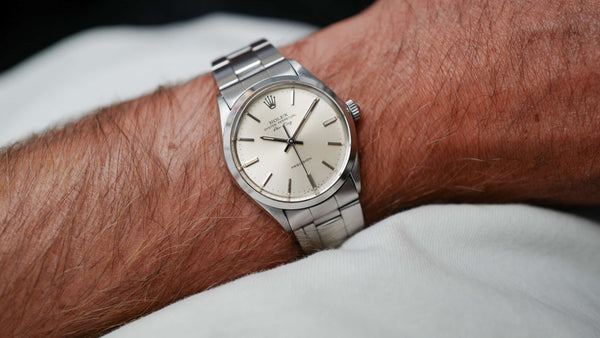 Café noir montres vintage Marseille Aix horloger Rolex Air King réf 5500 papier vintage 1977 Oyster Perpetual papers tritium