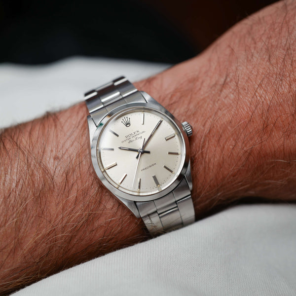 Café noir montres vintage Marseille Aix horloger Rolex Air King réf 5500 papier vintage 1977 Oyster Perpetual papers tritium