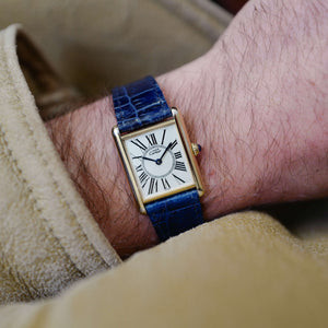 cafe noir montres vintage marseille cartier tank must grand modèle argent vermeil plaque or cadran rare_9
