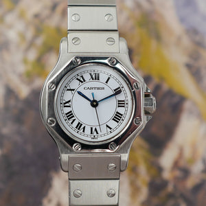 Cartier Santos mini octogonale réf 0906 petit modèle acier vintage 1980 femme