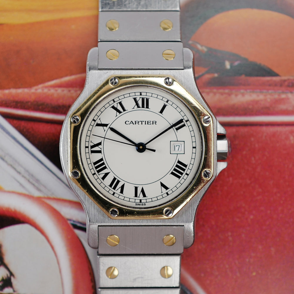 Cartier Santos octogonale GM bicolore réf 2966 vintage 1990 perfect_1
