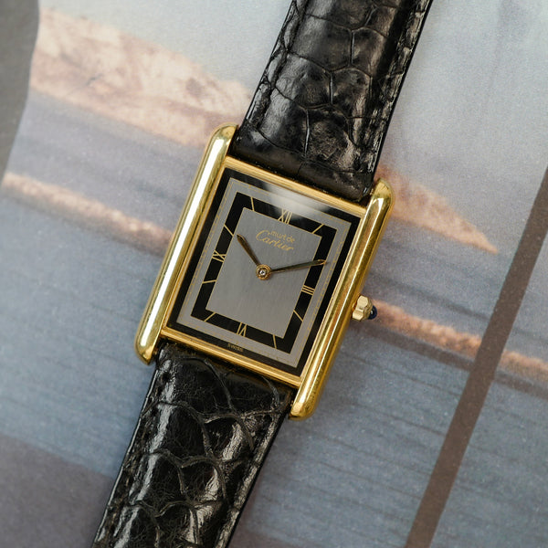 Cartier Tank Must de Cartier GM cadran noir sectoriel vintage années 1990
