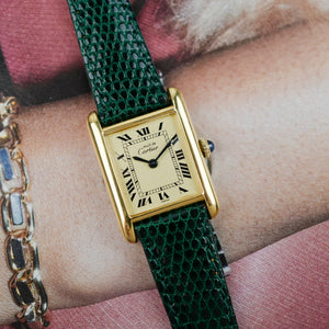 Cartier Tank Must quartz doré chiffres romains pour femme vintage 1980 mécanique