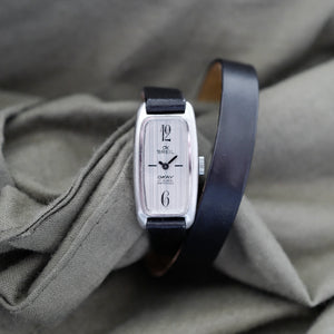 Jolie montre vintage Breil femme double tour bracelet noir style Hermès