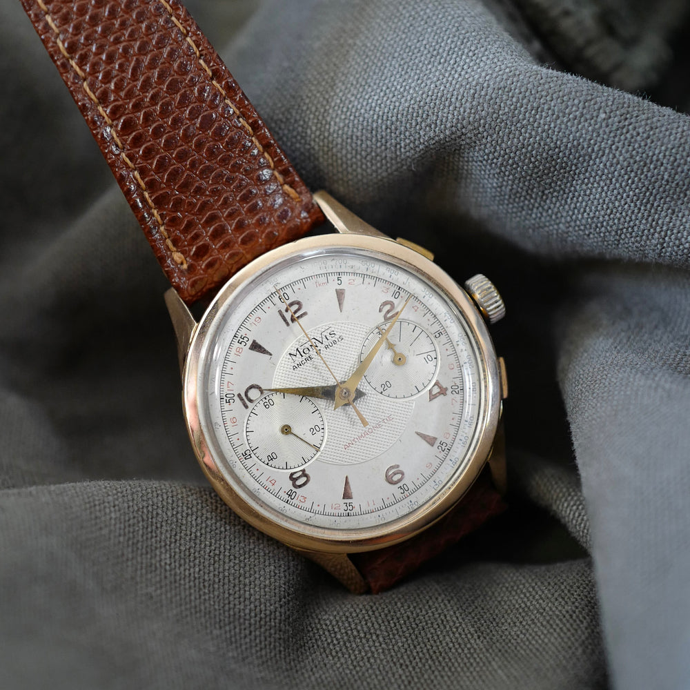 Landeron 51 Monvis or plein chronographe suisse
