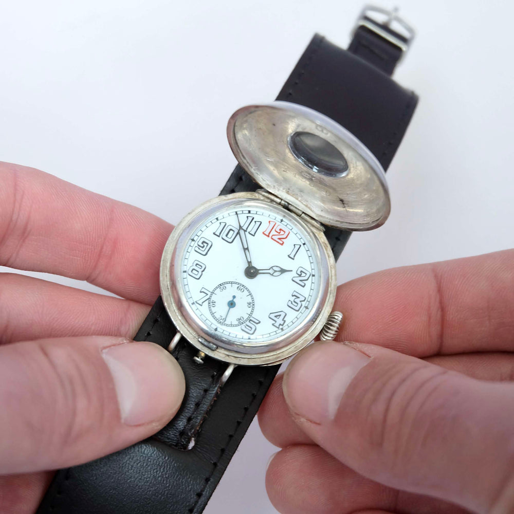 Magnifique montre ancienne argent massif soldat poilu 14 18