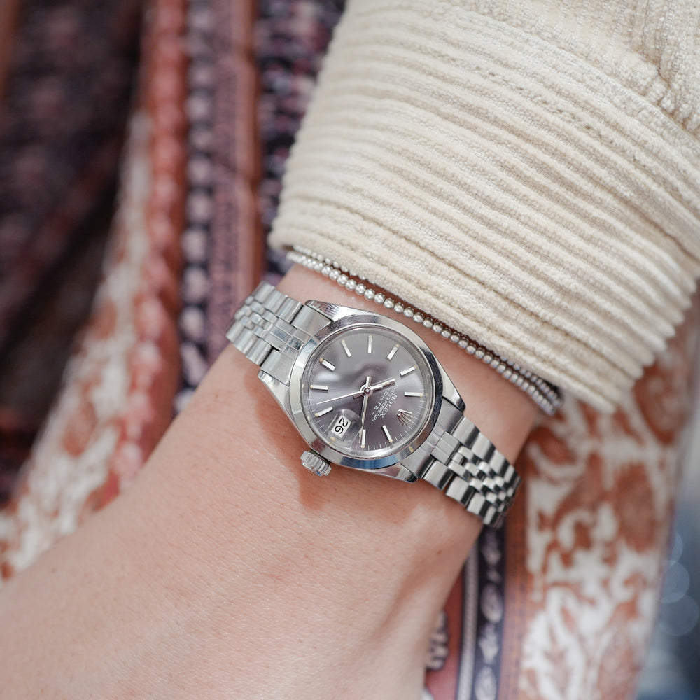 Montre vintage cadran gris oyster femme 24 mm