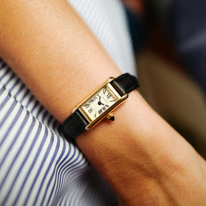 Mini Tank or jaune Cartier 18k quartz 1990 femme