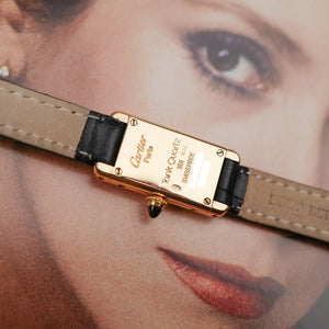 Mini Tank or jaune Cartier 18k quartz 1990 femme