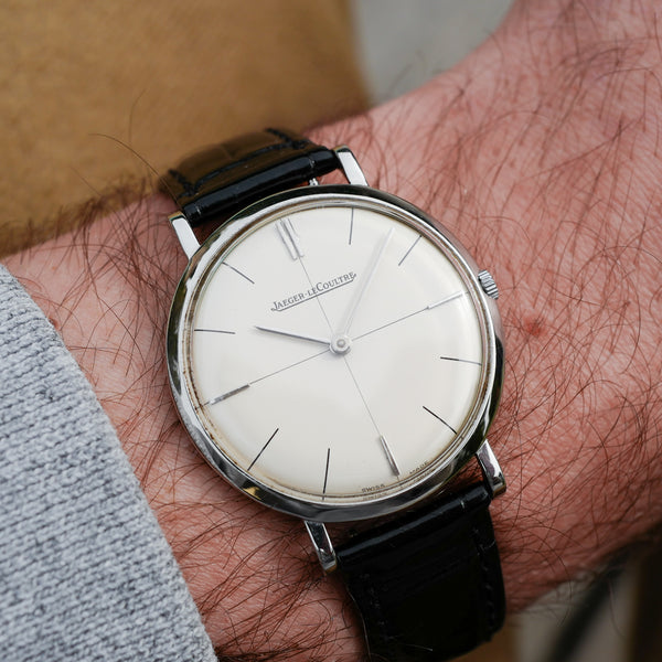 Montre vintage Jaeger LeCoultre ancienne vintage 33 mm cadran blanc