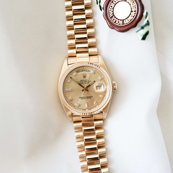 Rolex Day-Date "Or & Diamants"  'Comme Neuve'  (1980) - Réf. 18038